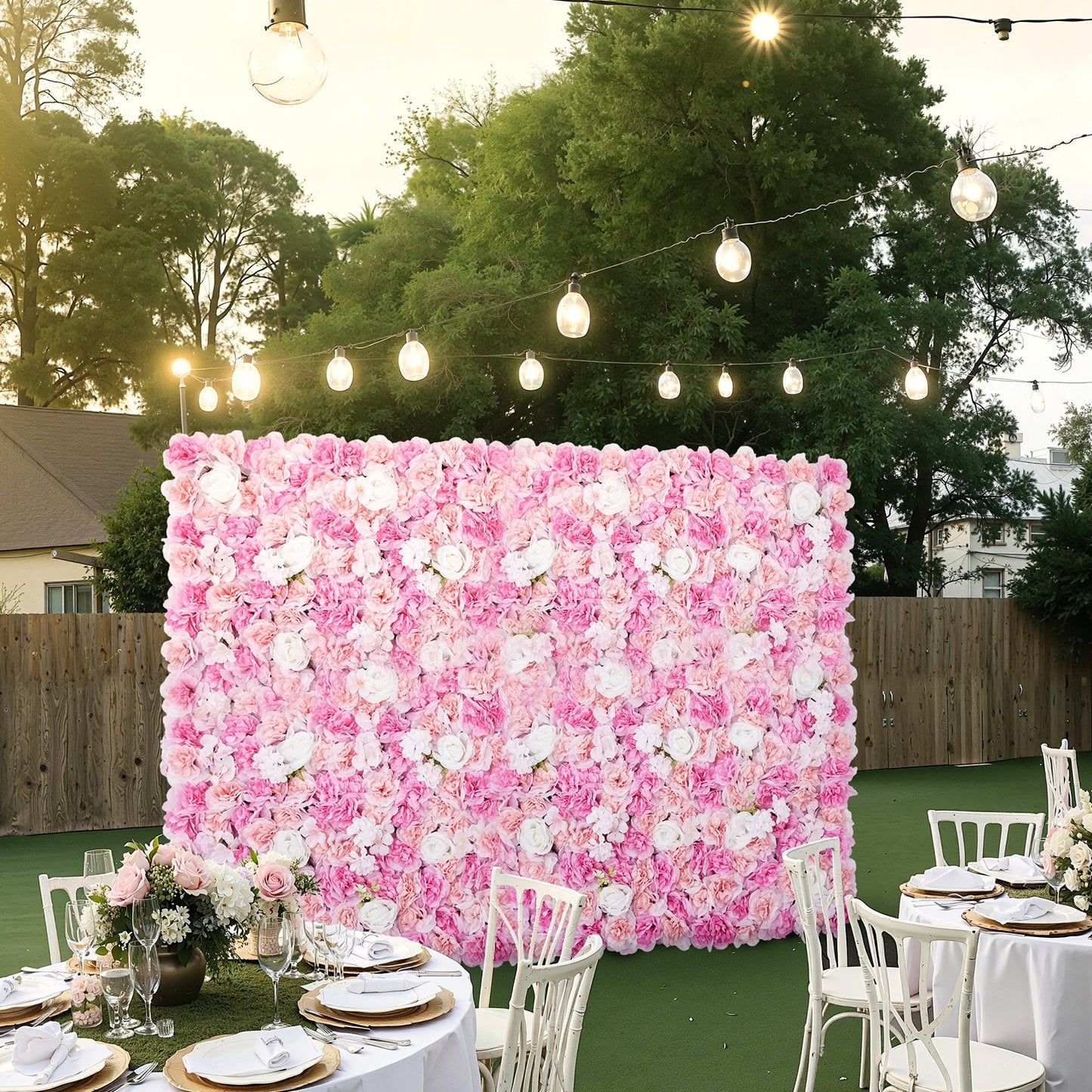 3D Flower Wall Panel, 12 PCS 15 x 15 inch, Artificial Floral Wall Background Mesh Backing Mat,Seamless Design&Easy Installation for Wedding Valentines Day Home Baby Party Backdrop Decor,Pink