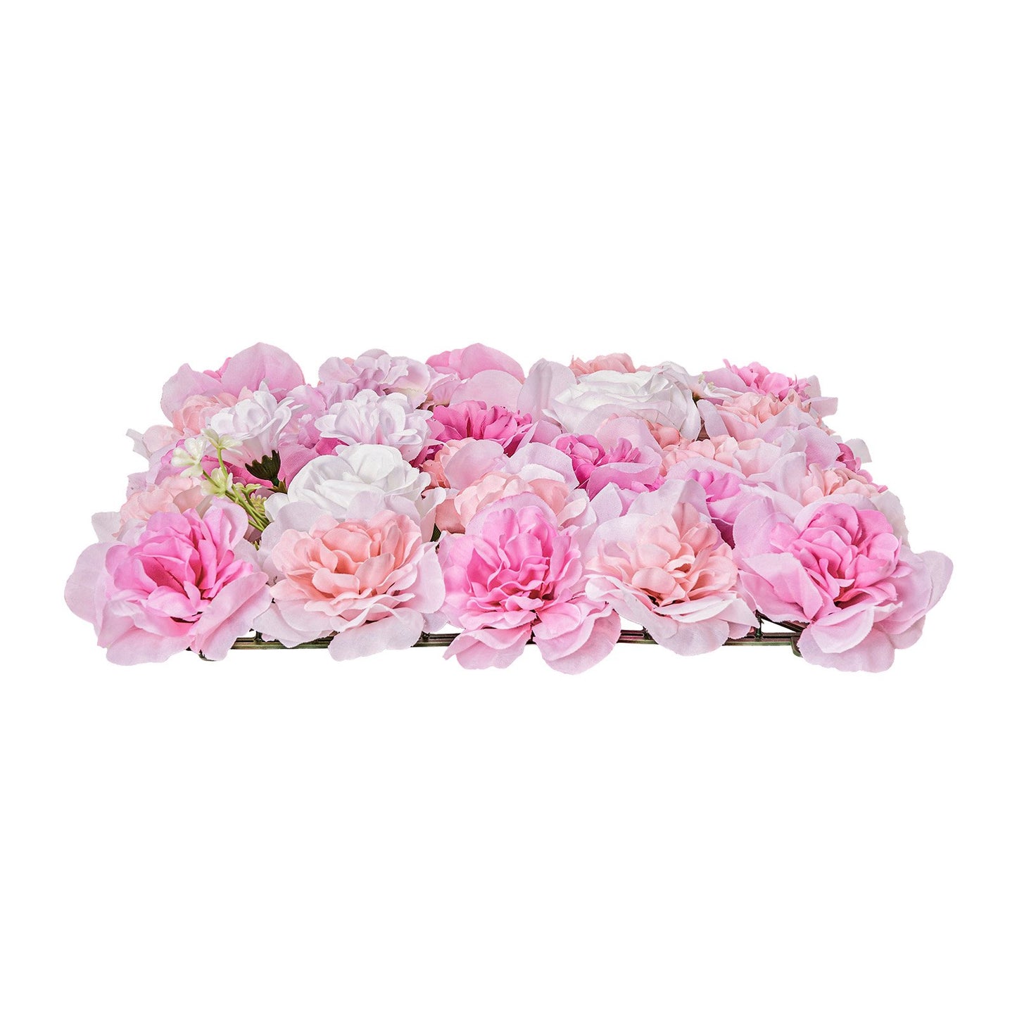 3D Flower Wall Panel, 12 PCS 15 x 15 inch, Artificial Floral Wall Background Mesh Backing Mat,Seamless Design&Easy Installation for Wedding Valentines Day Home Baby Party Backdrop Decor,Pink