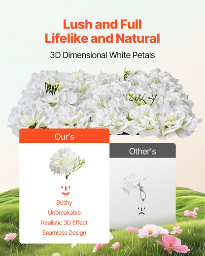 3D Flower Wall Panel, 24 PCS 15 x 15 inch, Artificial Floral Wall Background Mesh Backing Mat,Seamless Design&Easy Installation for Wedding Valentines Day Home Baby Party Backdrop Decor,White