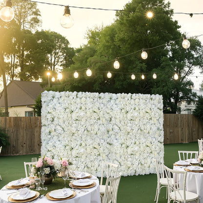 3D Flower Wall Panel, 24 PCS 15 x 15 inch, Artificial Floral Wall Background Mesh Backing Mat,Seamless Design&Easy Installation for Wedding Valentines Day Home Baby Party Backdrop Decor,White