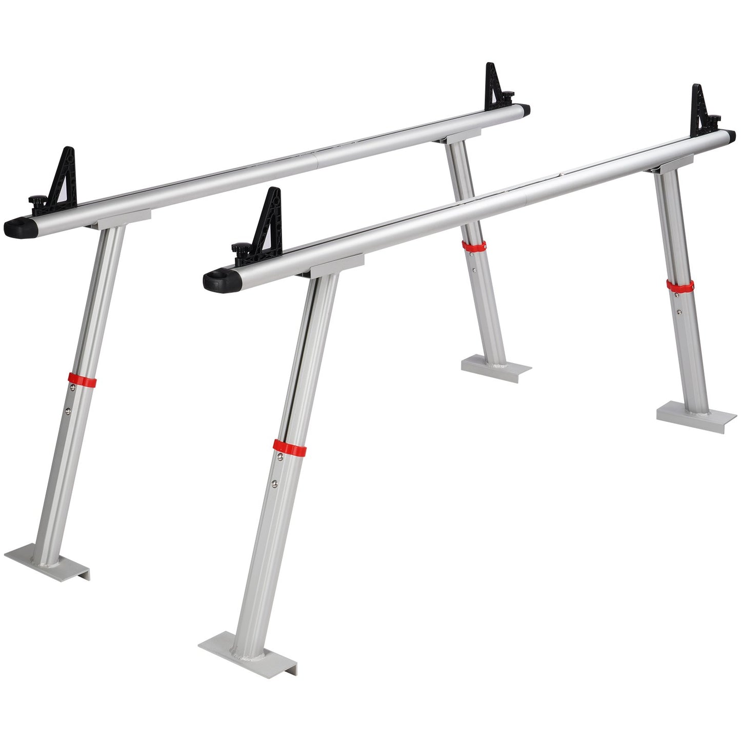 VEVOR Truck Rack, 363lbs Capacity, 19-34in Adjustable Height, Aluminum Ladder Rack for Truck with 8 Non-Drilling C-clamps, Heavy Duty Truck Bed Rack Two-Bar Set for Kayak, Surfboard, Lumber, Ladder