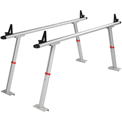 VEVOR Truck Rack, 363lbs Capacity, 19-34in Adjustable Height, Aluminum Ladder Rack for Truck with 8 Non-Drilling C-clamps, Heavy Duty Truck Bed Rack Two-Bar Set for Kayak, Surfboard, Lumber, Ladder