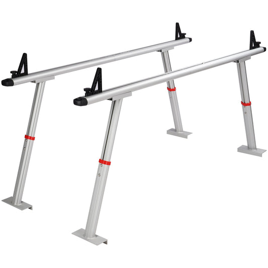 VEVOR Truck Rack, 363lbs Capacity, 19-34in Adjustable Height, Aluminum Ladder Rack for Truck with 8 Non-Drilling C-clamps, Heavy Duty Truck Bed Rack Two-Bar Set for Kayak, Surfboard, Lumber, Ladder