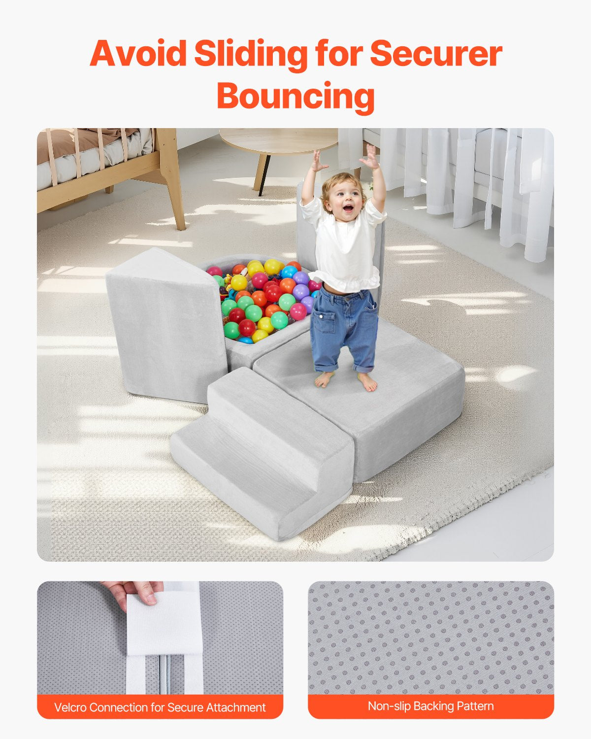 VEVOR Climbing Toys, 5-Piece Set, Foam Climbing Blocks for Toddlers 6 Months to 3 Years, Baby Climbing Blocks with Ball Pit (Balls Not Included), Indoor Climb and Crawl Activity Playset for Crawling