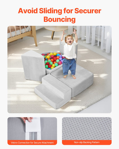 VEVOR Climbing Toys, 5-Piece Set, Foam Climbing Blocks for Toddlers 6 Months to 3 Years, Baby Climbing Blocks with Ball Pit (Balls Not Included), Indoor Climb and Crawl Activity Playset for Crawling