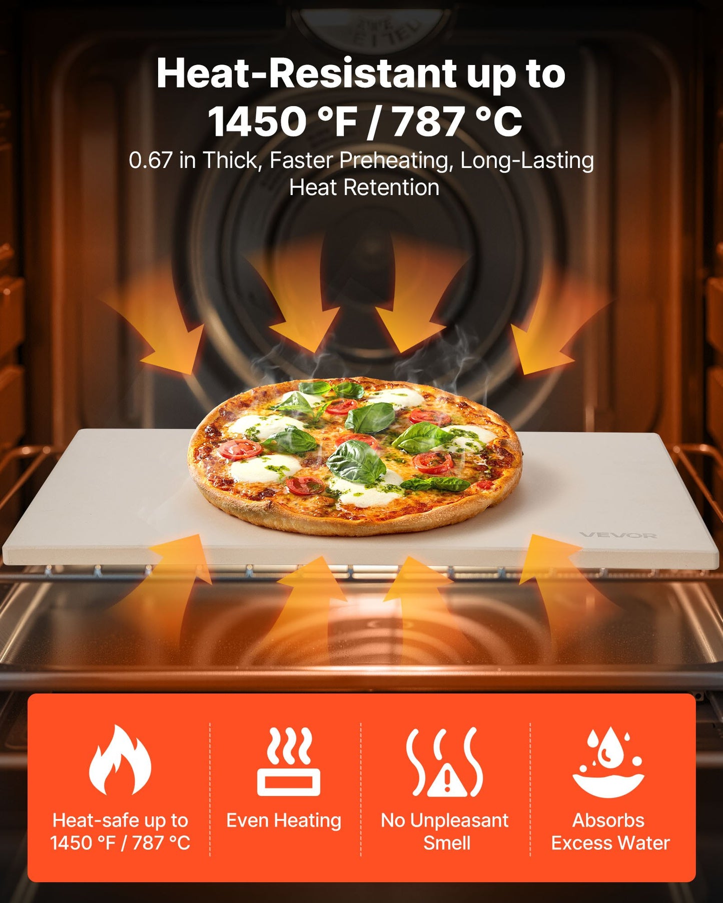 Pizza Stone, 508 x 355 mm Rectangular Cordierite Pizza Stone, Extra Large Baking-Stone with PP Scraper, 17 mm Thick Heat-Resistant Cordierite, for Oven, Baking Bread & Pizzas, BBQ Grilling