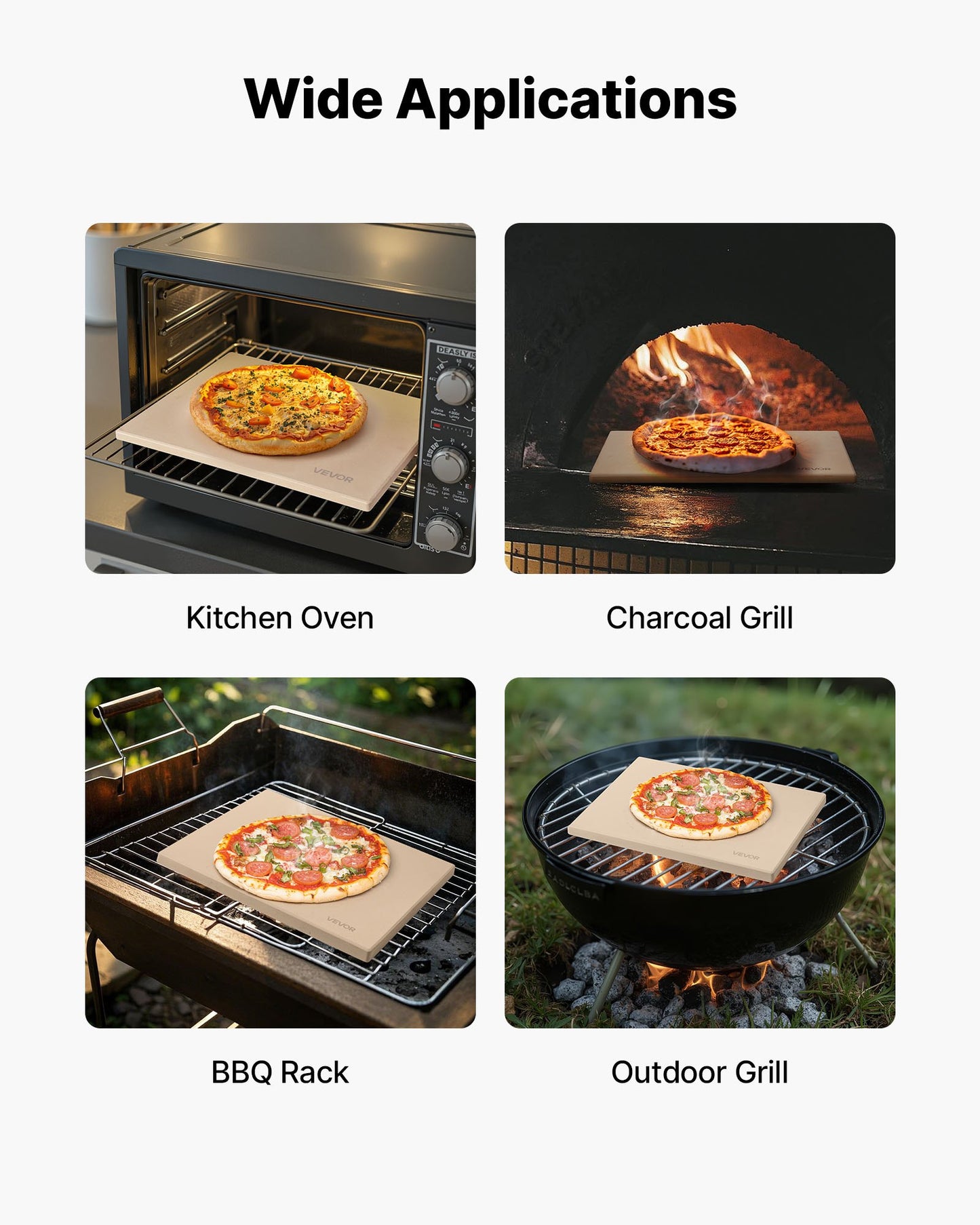 Pizza Stone, 508 x 355 mm Rectangular Cordierite Pizza Stone, Extra Large Baking-Stone with PP Scraper, 17 mm Thick Heat-Resistant Cordierite, for Oven, Baking Bread & Pizzas, BBQ Grilling