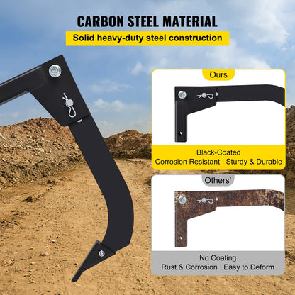 VEVOR Hitch Mounted Ripper, 40.6cm Shank Length Box Scraper Shank, 4 Hole Site Box Blade for Tractor, 2 Locating Pins Ripper Shank, 2 Plough Tips Box Blade Shank Teeth