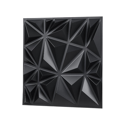 3D Wall Panels, 33-Pack 30 x 30 cm PVC Modern Art Minimalist Diamond Tiles, 2.97 m² Coverage Accent Wall Panel, Interior Home Decor for Ceiling, Bedroom, Living Room, Gaming Room, Matte Black