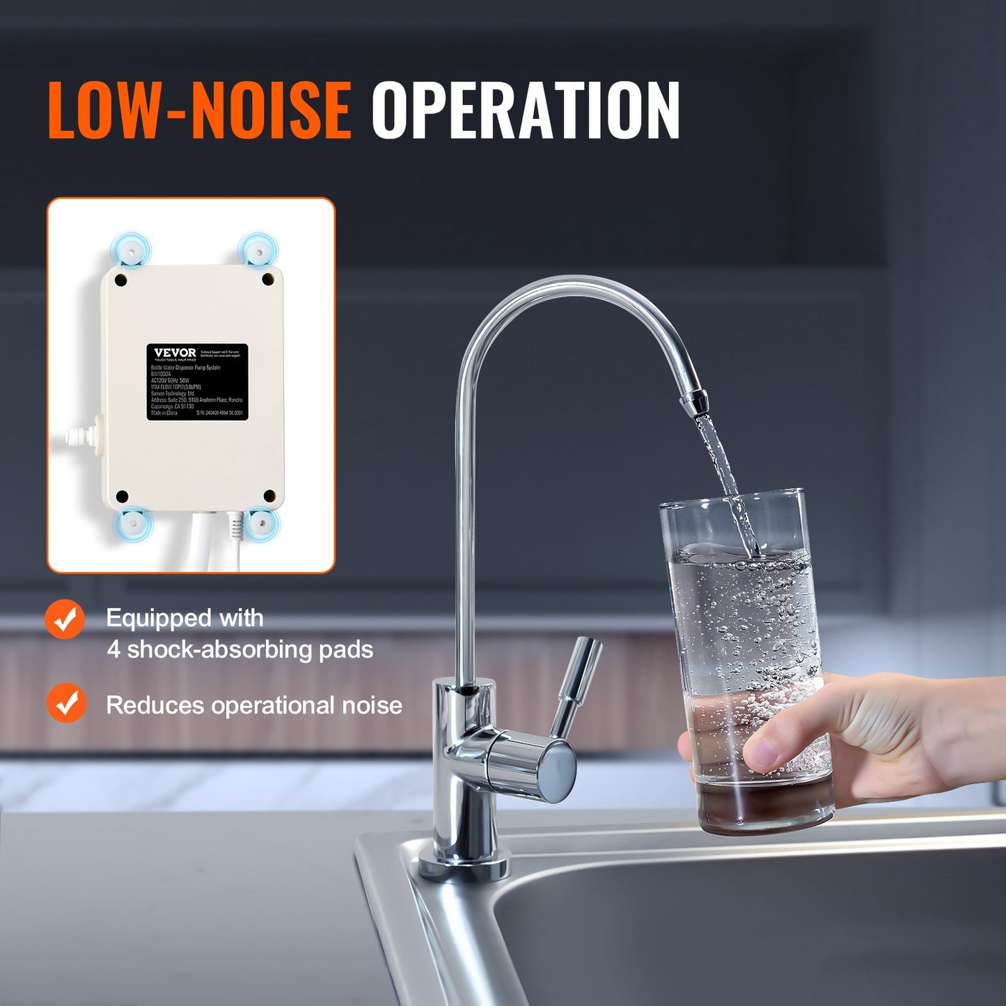 VEVOR Bottled Water Dispenser Pump System, 2x5 Gallon Dispensing System, Automatic Electric Water Dispenser, Double-Pipe Water Jug Pump, Compatible Use with Coffee/Tea Machine, Refrigerator, Ice Maker