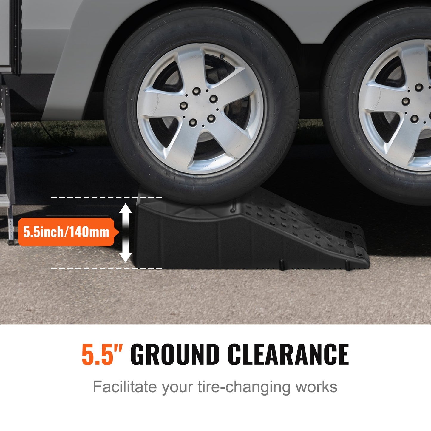 VEVOR Car Ramp, 1 Piece Low Profile Car Service Ramp, 20000 lbs/10 ton Loading Capacity, 5.5" Lift Height Car Ramp, Heavy Duty Tire Ramp for Oil Changes Car Lift and Vehicle Maintenance