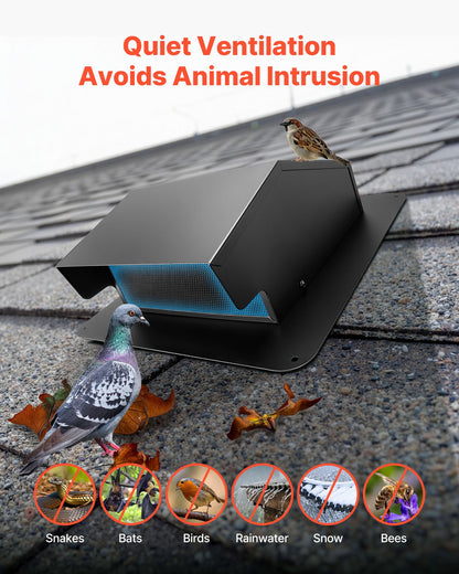 VEVOR 149 mm Hooded Wall Vent Cover SPCC Steel Roof Exhaust 1 Pack Black