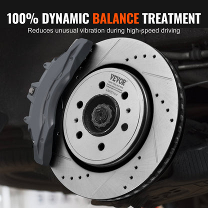VEVOR Front and Rear Brake Kit Compatible with 2012-2020 Ford F-150(MPB Only), Drilled and Slotted Brake Rotors Ceramic Brake Pads Replacement, 13.8" Front Rotors 13.7" Rear Rotors