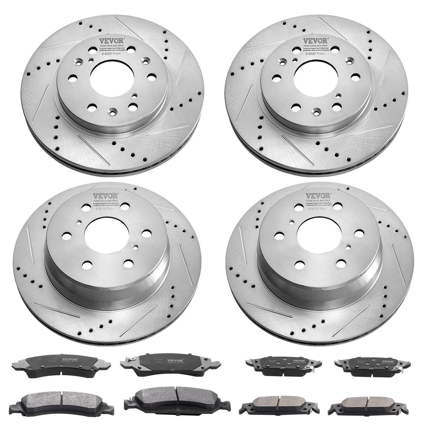 Front&Rear Rotors Disc Brake Pads Kit for 14-18 Chevy Silverado Gmc Sierra 1500