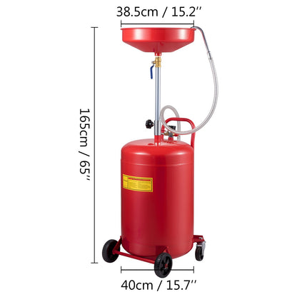 VEVOR Waste Oil Drain Tank Portable Oil Drain 20 Gallon Air Operated Drainer