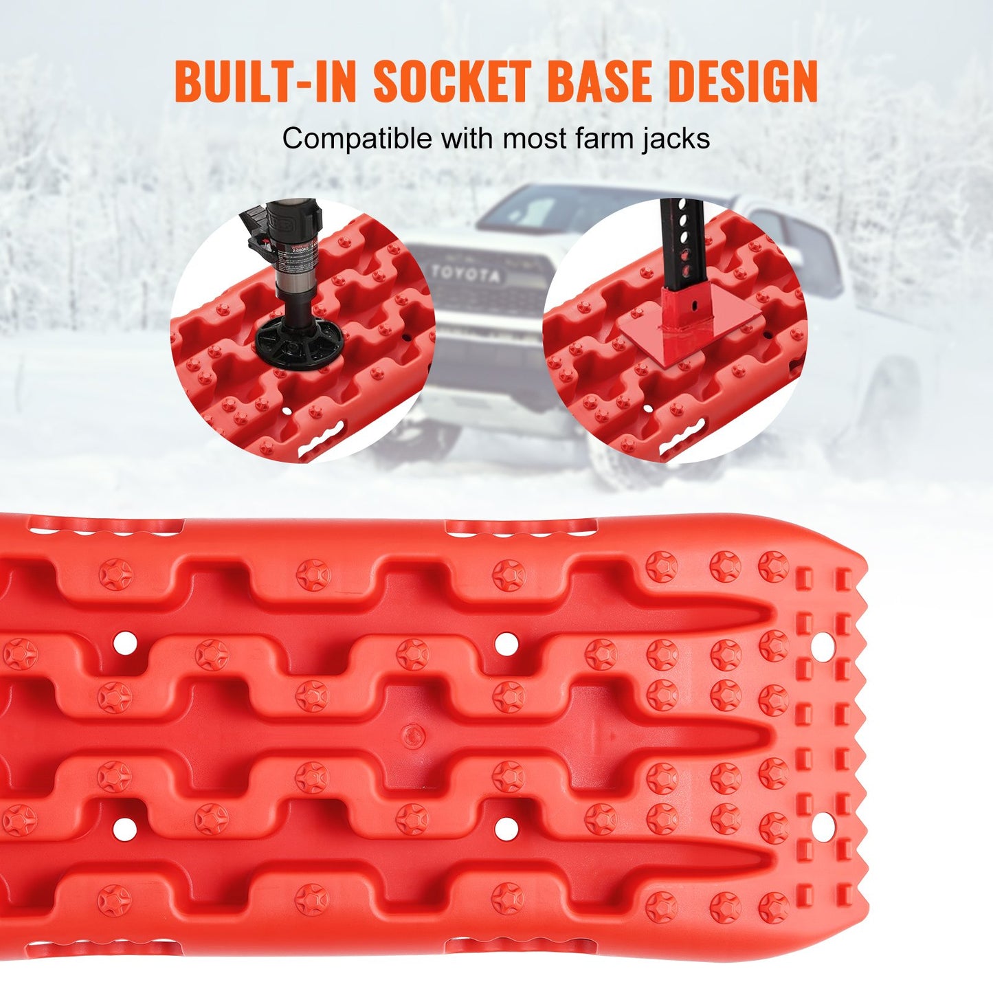 VEVOR 2PCS Traction Boards with PP for Mud Snow Sand Storage Bag Short Red