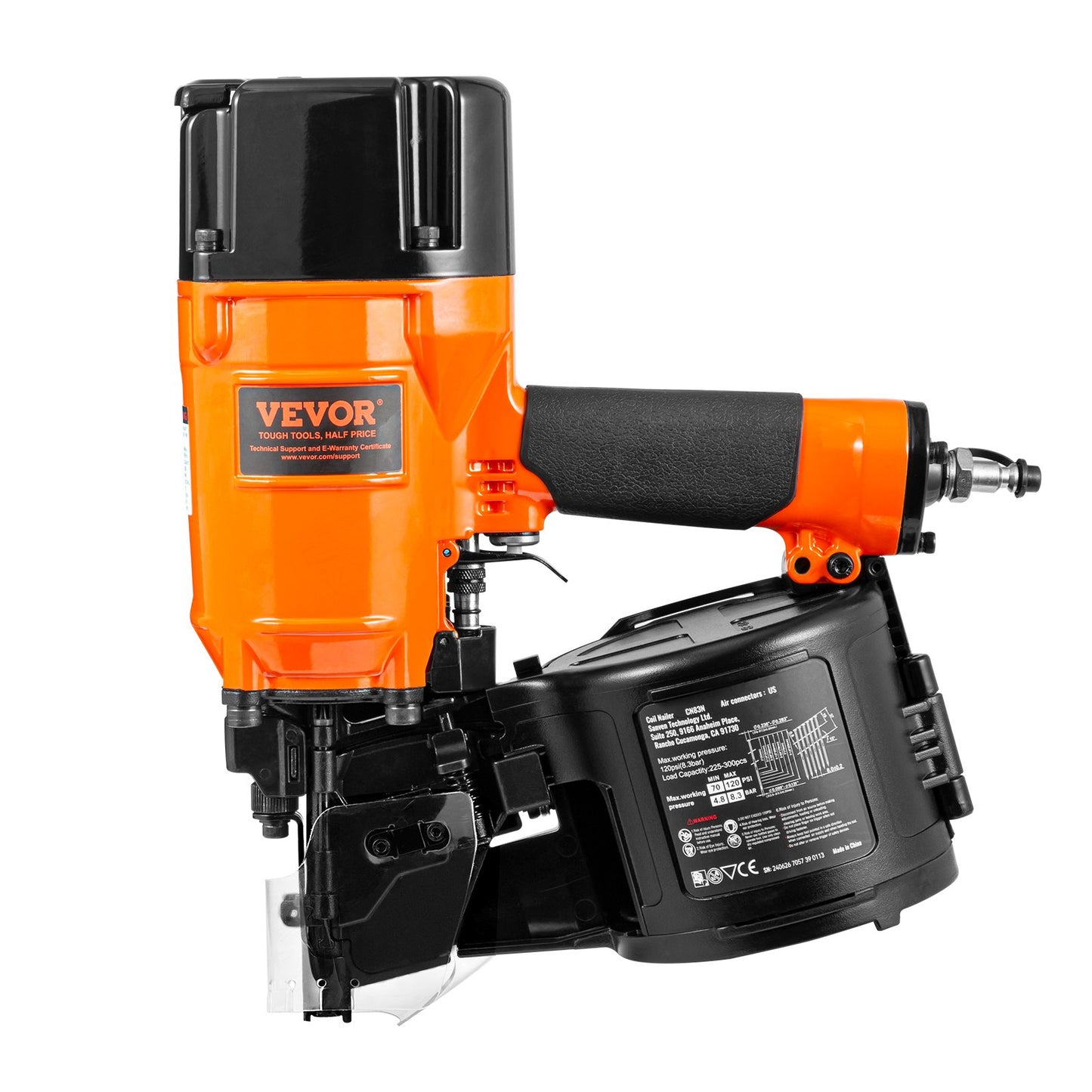 VEVOR CN83N Coil Siding Nailer 50mm to 83mm 15 Degree Pneumatic Nail Gun