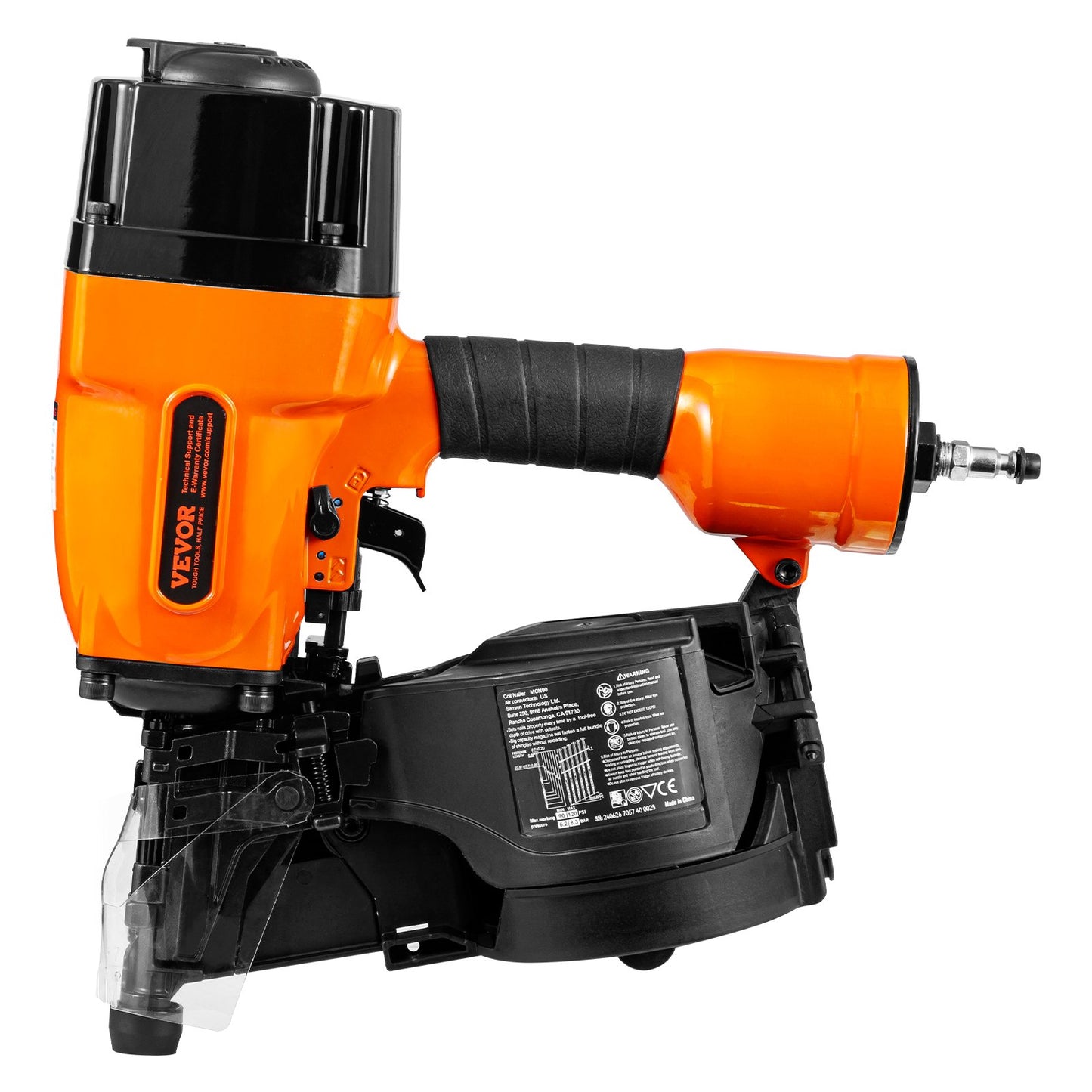 VEVOR MCN90 Coil Framing Nailer 45mm to 90mm 15 Degree Pneumatic Nail Gun