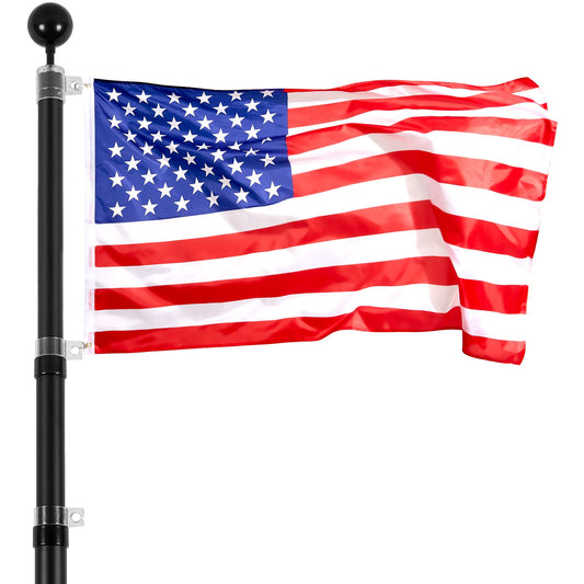 25FT Telescopic Flagpole Kit, Heavy Duty Aluminum Alloy Flag Pole Kit in Ground for Outside, 3 Display Modes Flagpole with Professional Accessories, Black