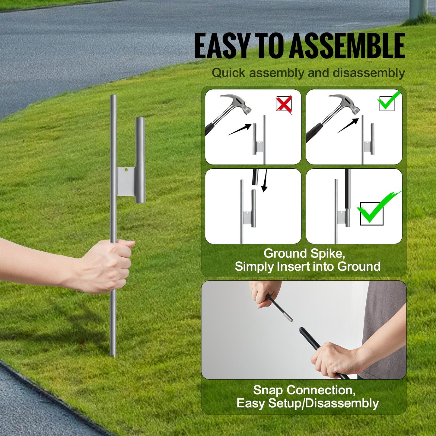 Feather Flag Pole Kit 2 Packs Swooper Flag Pole 16.3 ft with Ground Stakes