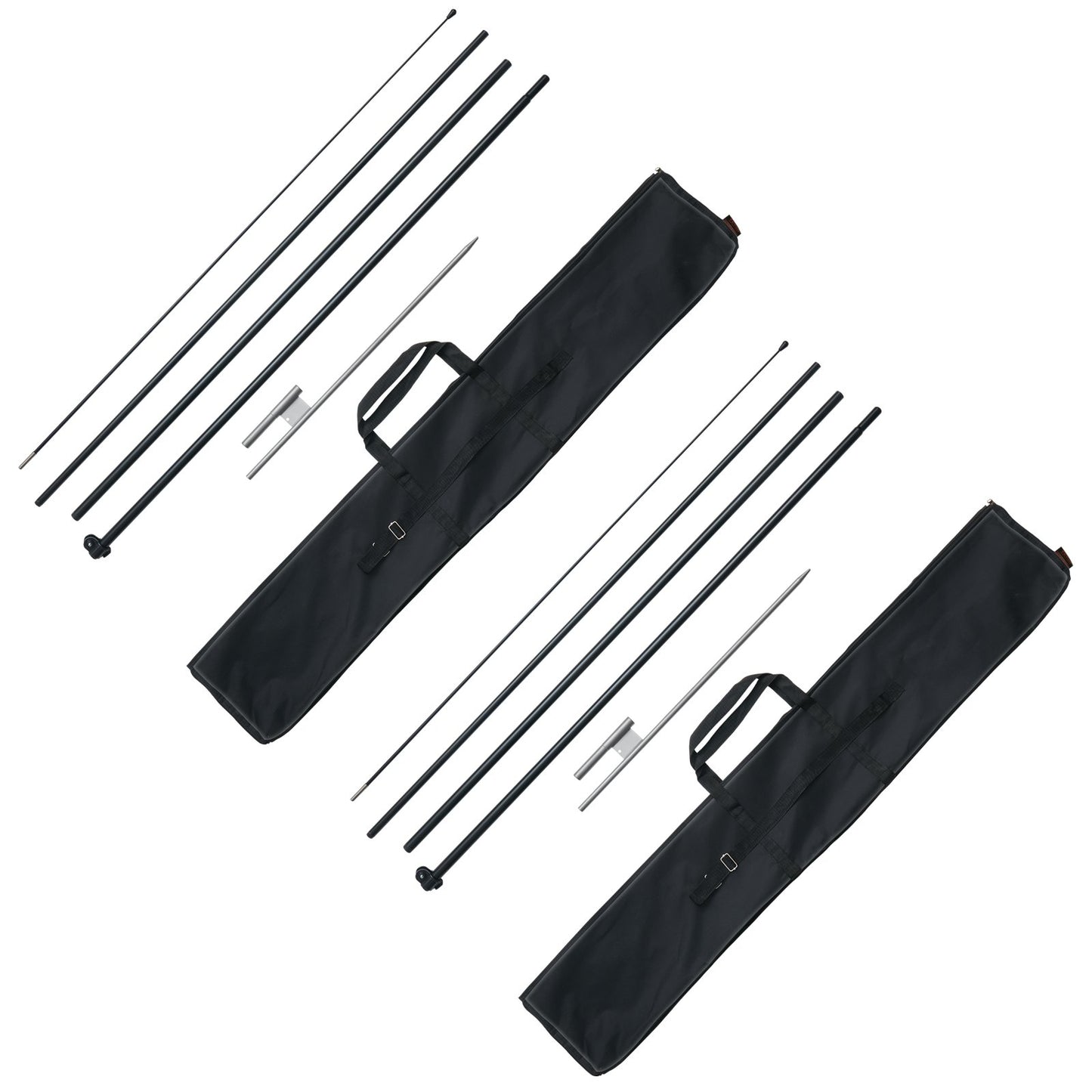 Feather Flag Pole Kit 2 Packs Swooper Flag Pole 16.3 ft with Ground Stakes