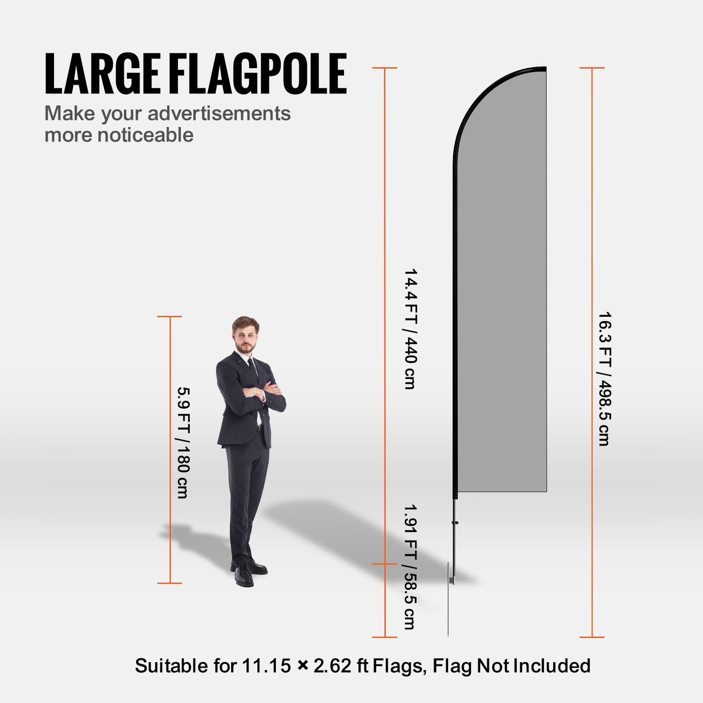 Feather Flag Pole Kit 4 Packs Swooper Flag Pole 16.3 ft with Ground Stakes