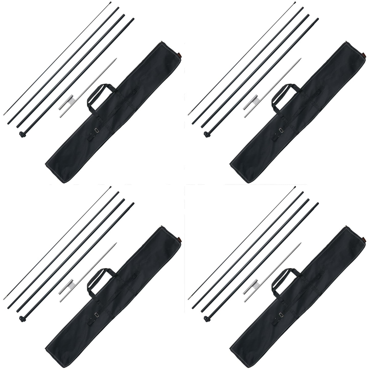 Feather Flag Pole Kit 4 Packs Swooper Flag Pole 16.3 ft with Ground Stakes