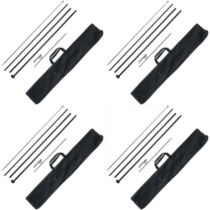 Feather Flag Pole Kit 4 Packs Swooper Flag Pole 16.3 ft with Ground Stakes