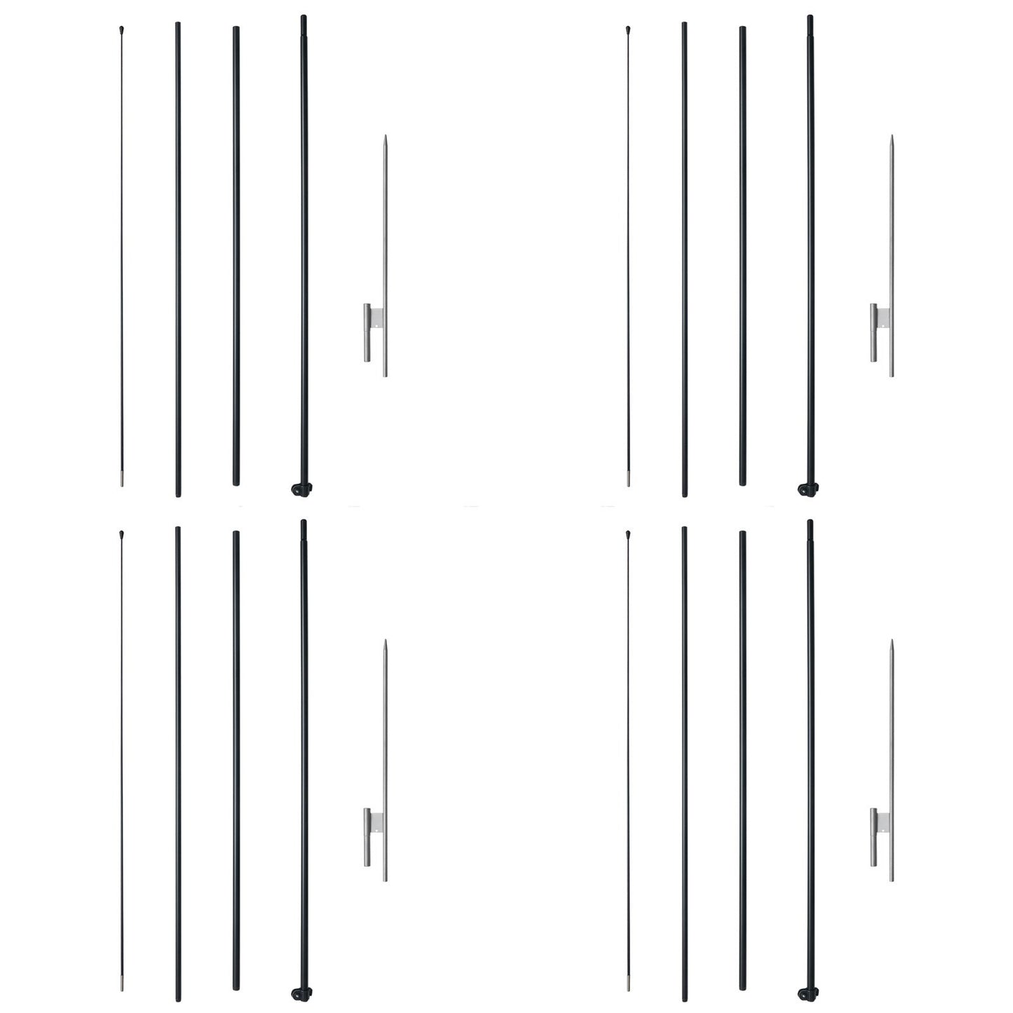 Feather Flag Pole Kit 4 Packs Swooper Flag Pole 16.3 ft with Ground Stakes