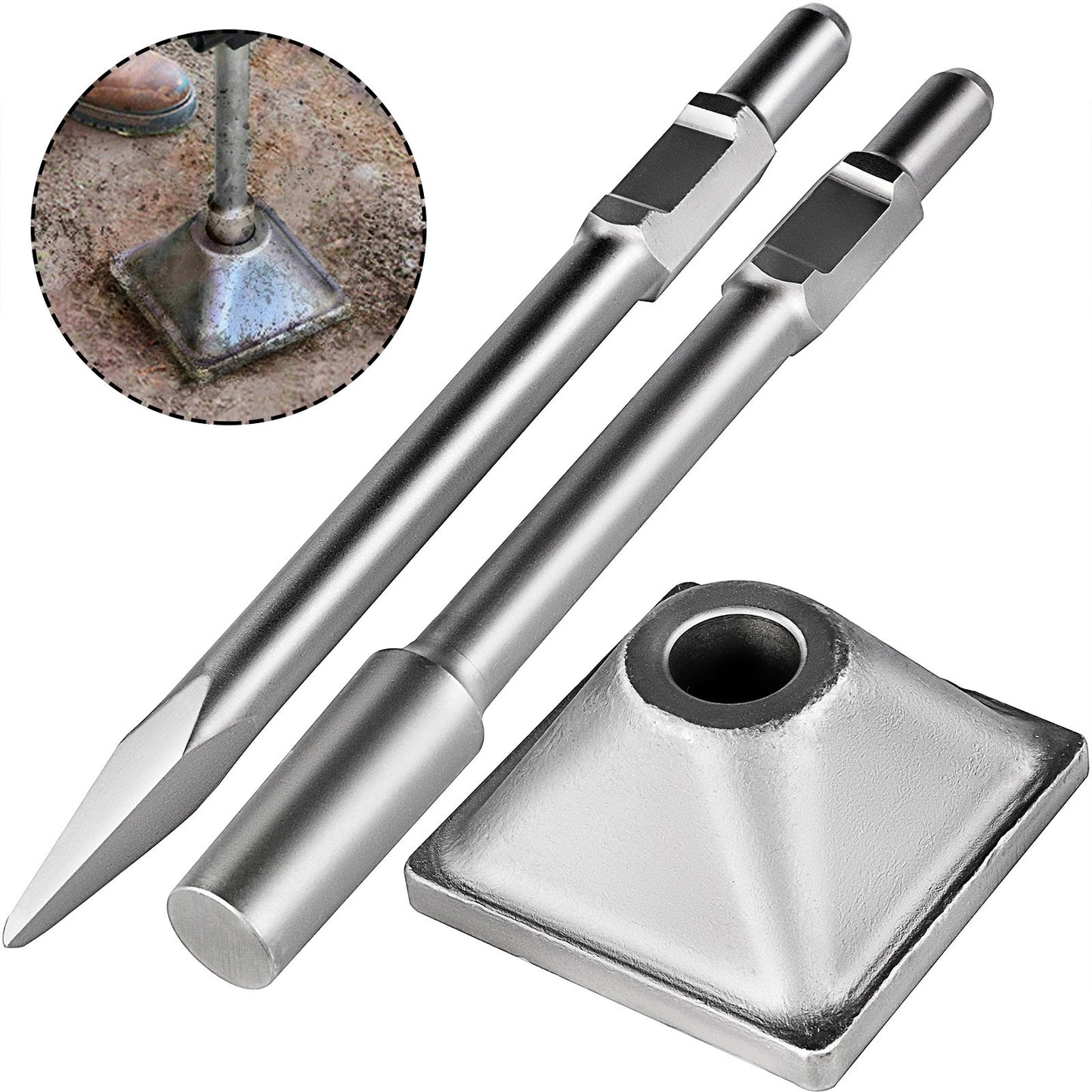 VEVOR Jack Hammer 1-1/8 Tamper Shank, Dirt Tamper 6x6 Compactor Plate with Electric Chisel Dirt Compactor, Demolition Jackhammer Bits Solid Compactor Breaker Hammer Concrete Tamper Asphalt Tools