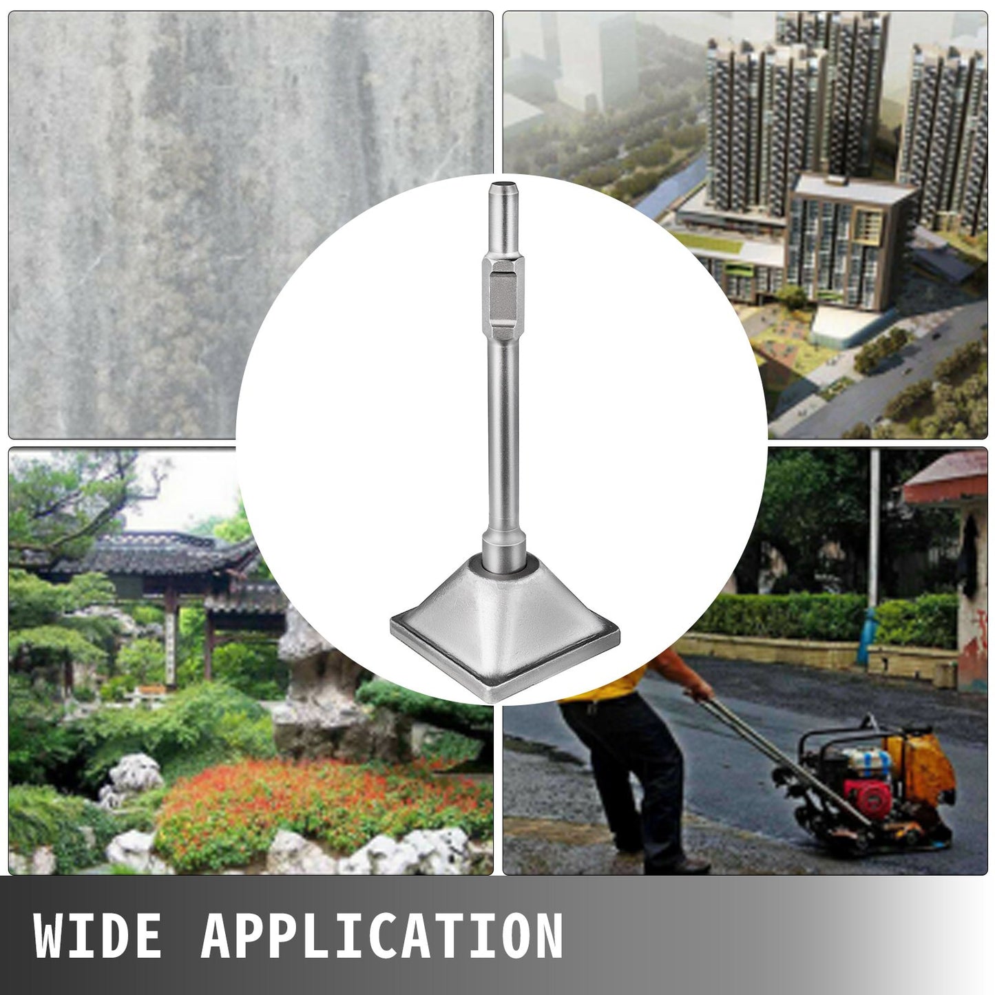 VEVOR Jack Hammer 1-1/8 Tamper Shank, Dirt Tamper 6x6 Compactor Plate with Electric Chisel Dirt Compactor, Demolition Jackhammer Bits Solid Compactor Breaker Hammer Concrete Tamper Asphalt Tools