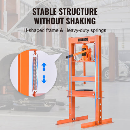 VEVOR Hydraulic Shop Press 6 Ton with Press Plates H-Frame Benchtop Press Stand