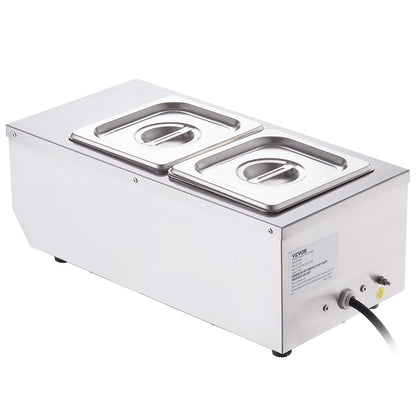 VEVOR Chocolate Tempering Machine, 2 Tanks Chocolate Melting Pot with TEMP Control, 800W Stainless Steel Electric Commercial Food Warmer For Chocolate/Milk/Cream Melting and Heating