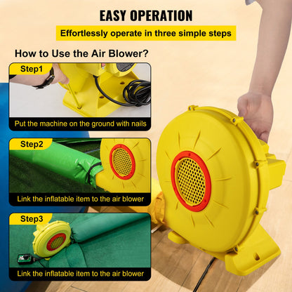 VEVOR Air Blower Pump Fan Bounce House Blower 450W 0.6HP for Inflatable Bouncy