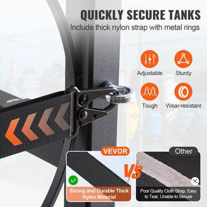 VEVOR Refrigerant Tank Rack, with 2 x 30lbs and Other 3 Small Bottle Tanks, Cylinder Tank Rack 12.79x12.99x47.12 in, Refrigerant Cylinder Rack and Holders for Freon, Gases, Oxygen, Nitrogen