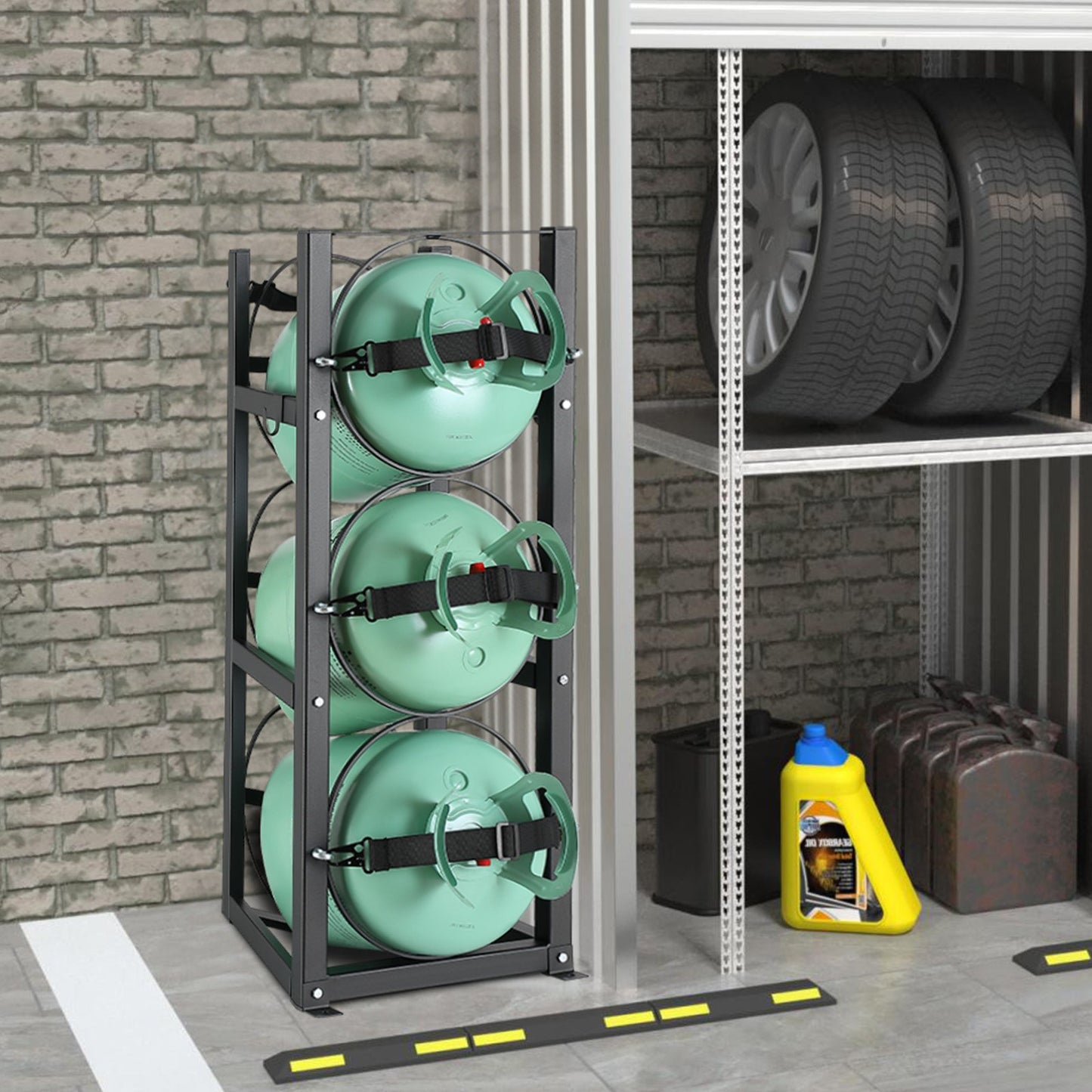VEVOR Refrigerant Tank Rack, with 3 x 30lbs Bottle Tanks, Cylinder Tank Rack 12.79x12.99x33.07 in, Refrigerant Cylinder Rack Gas Cylinder Racks and Holders for Freon, Gases, Oxygen, Nitrogen