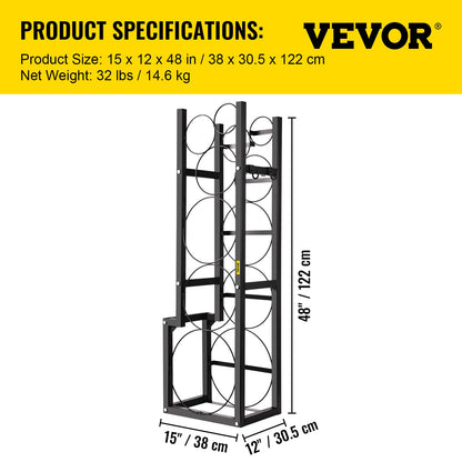VEVOR Refrigerant Tank Rack Cylinder Tank Rack w/ 1*50lb 2*30lb &3 Small Bottles