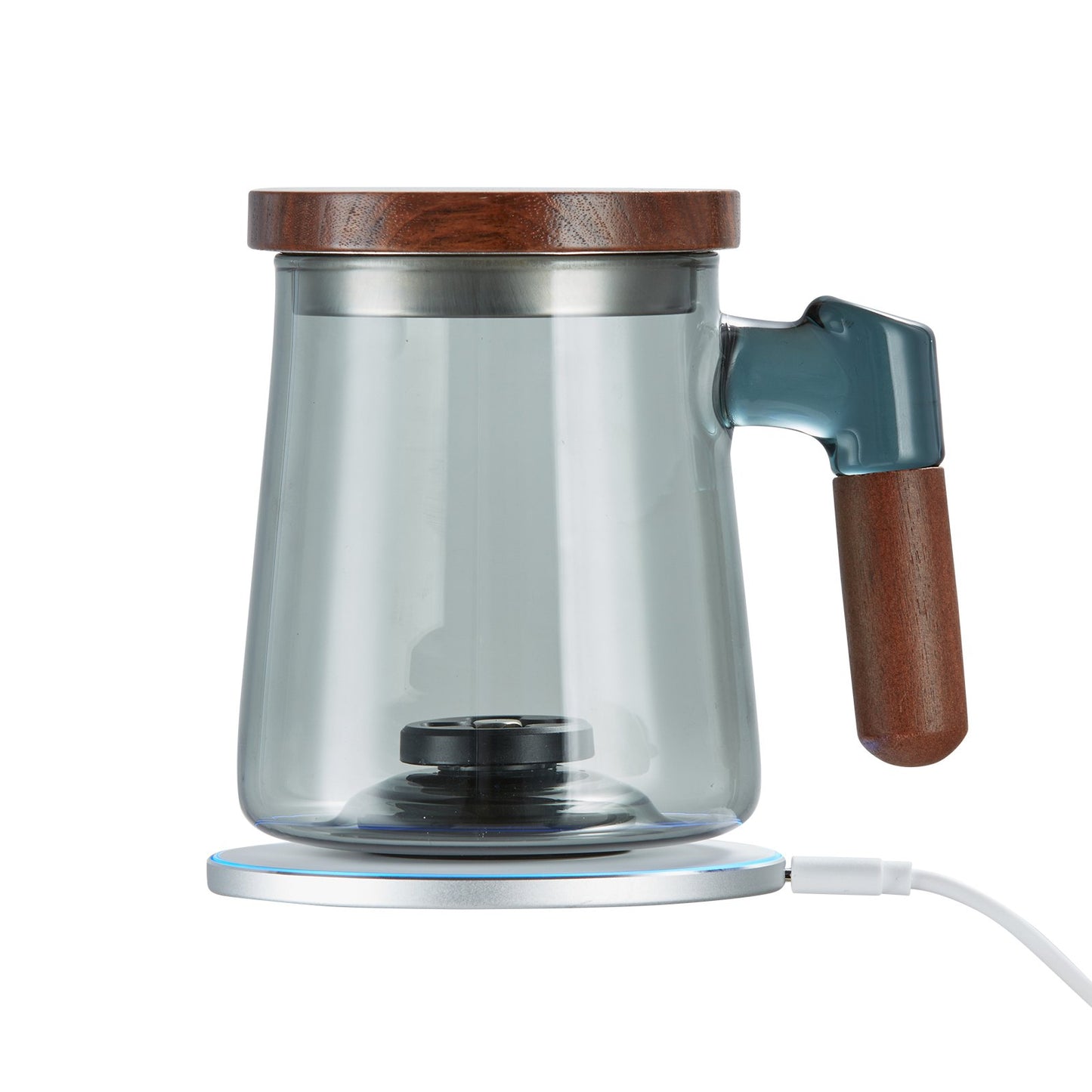 VEVOR Hydrogen Water Cup, 400 ml / 14.1 oz Hydrogen Generator, SPE Technology Portable Hydrogen Water Ionizer Machine with Wireless Charging Base, Hydrogen Rich Water Bottle Glass Health Cup