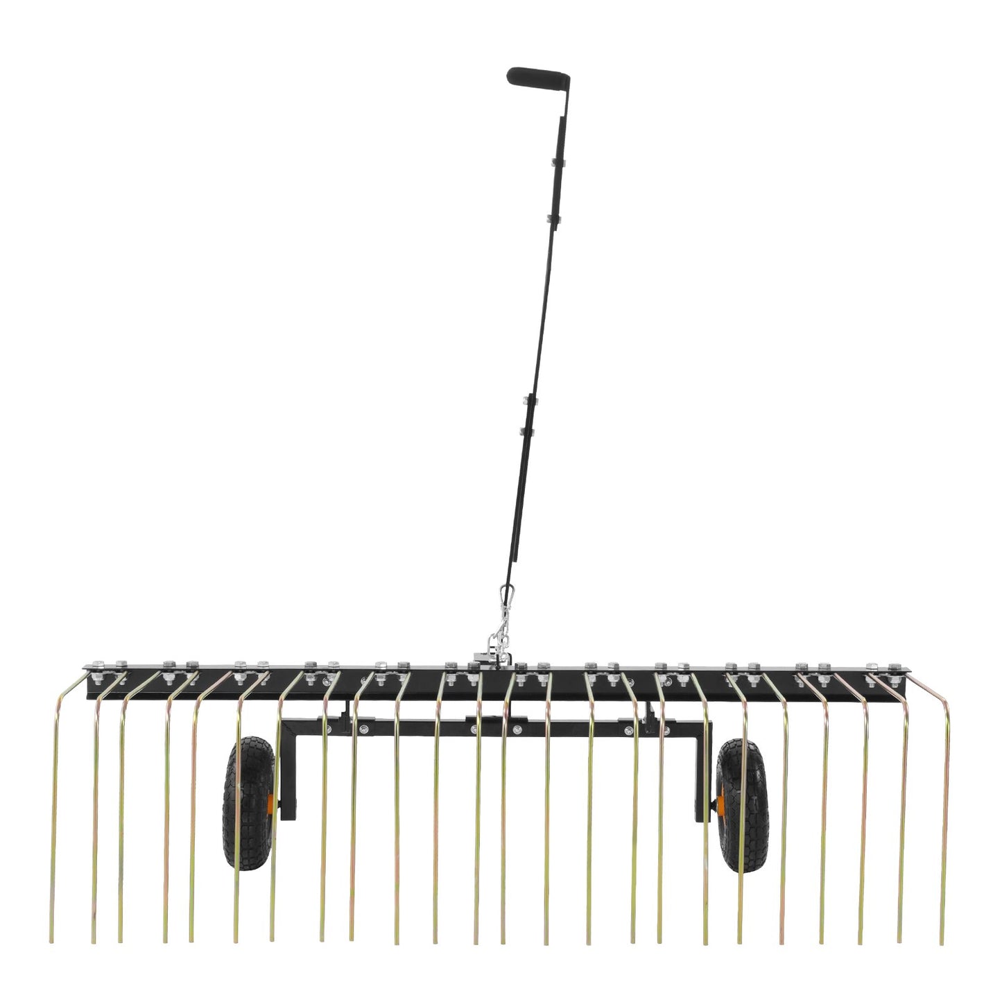VEVOR Tow Behind Dethatcher, 1.5m Tow Dethatcher with 24 Steel Tines, Lawn Dethatcher Rake for ATV or Mower, Tow Behind Lawn Rake with Lift Handle for Leaves, Pine Needles, and Grass