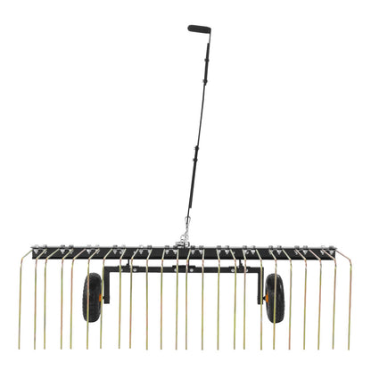 VEVOR Tow Behind Dethatcher, 1.5m Tow Dethatcher with 24 Steel Tines, Lawn Dethatcher Rake for ATV or Mower, Tow Behind Lawn Rake with Lift Handle for Leaves, Pine Needles, and Grass
