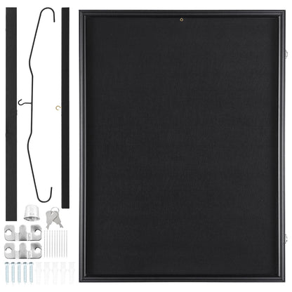 VEVOR Jersey Display Frame Case, 610 x 812 x 40 mm, Large Lockable Sport Jersey Shadow Box with 98% UV Protection PC Glass and Hangers, for Baseball Basketball Football Hockey Shirt and Uniform, Black