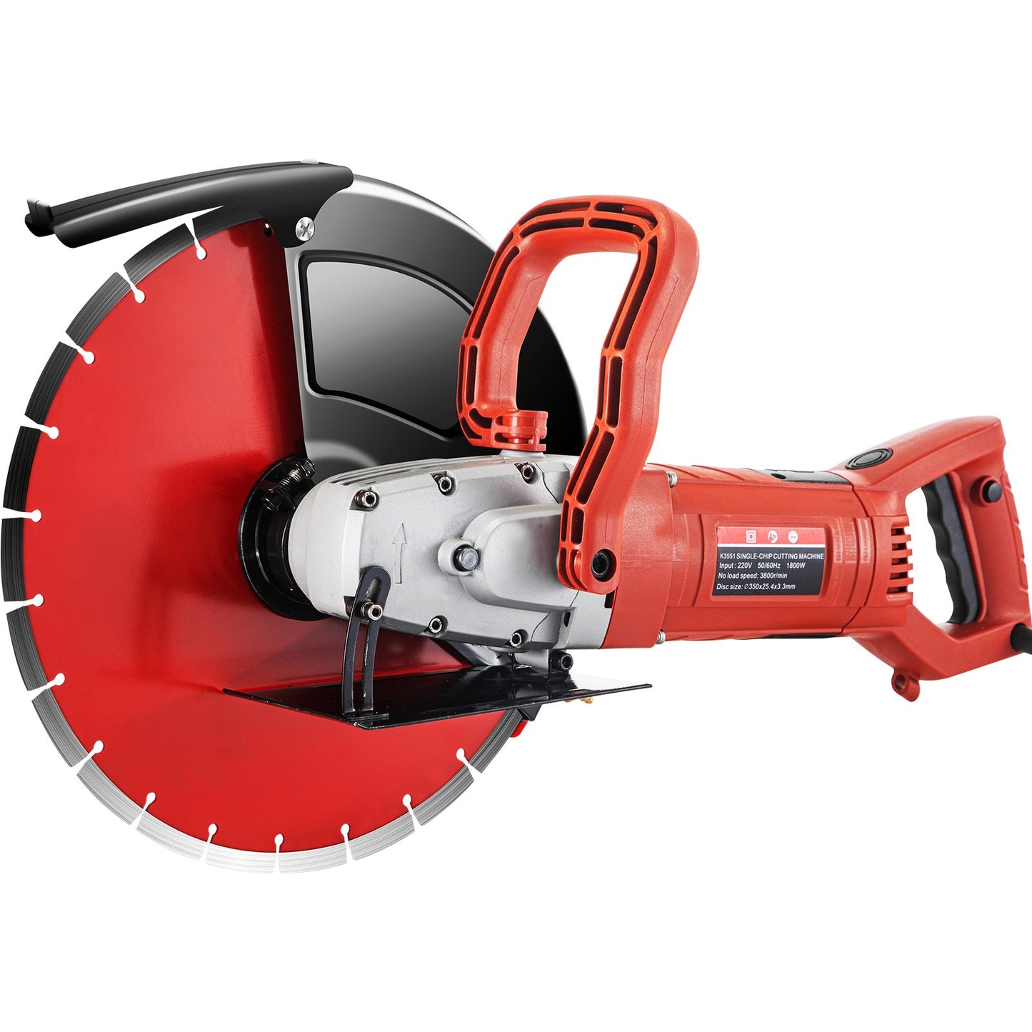 VEVOR Electric Concrete Saw, 14" Concrete Cutter, 1800W Concrete Saw, Electric Circular Saw with 14" Blade and Tools, Masonry Saw for Granite, Brick, Porcelain, Reinforced Concrete and Other Materials