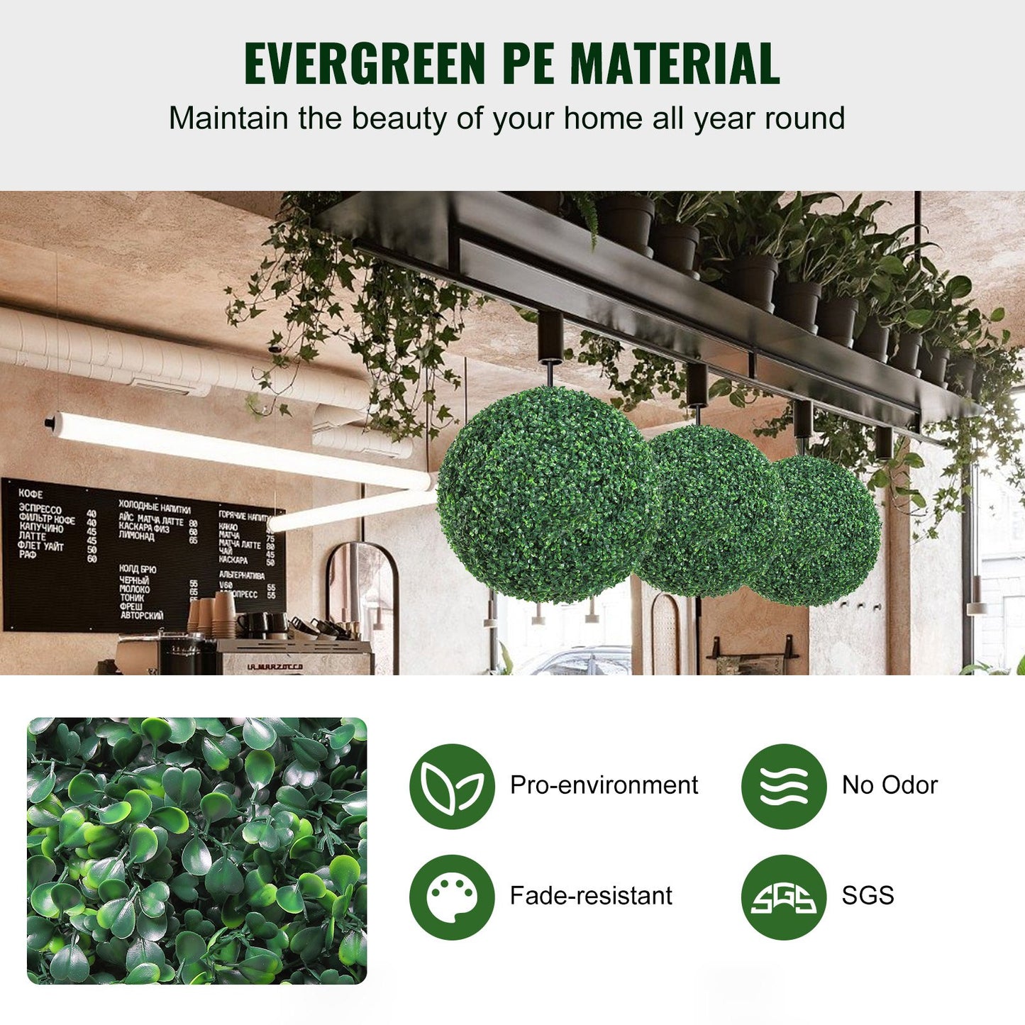 VEVOR Artificial Topiaries Boxwood Trees, (2 Pieces), Ball-Shape Faux Topiaries Plant, All-year Green Feaux Plant Decorative Balls for Backyard, Balcony,Garden, Wedding and Home