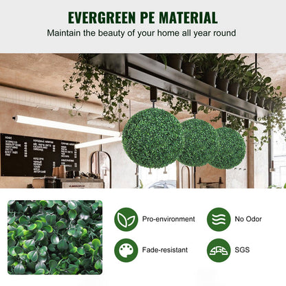 VEVOR Artificial Topiaries Boxwood Trees, (2 Pieces), Ball-Shape Faux Topiaries Plant, All-year Green Feaux Plant Decorative Balls for Backyard, Balcony,Garden, Wedding and Home
