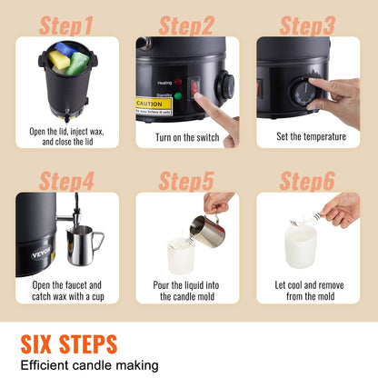 VEVOR Wax Melter for Candle Making 10Liter Electric Pot Commercial or Home Use