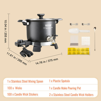 VEVOR Wax Melter for Candle Making, 5 Liter Large Electric Wax Melting Pot Easy Pour Spout, 4-level Temperature Control, Easy Clean for Candle Soap Cream Beauty Bulk Production Business or Home