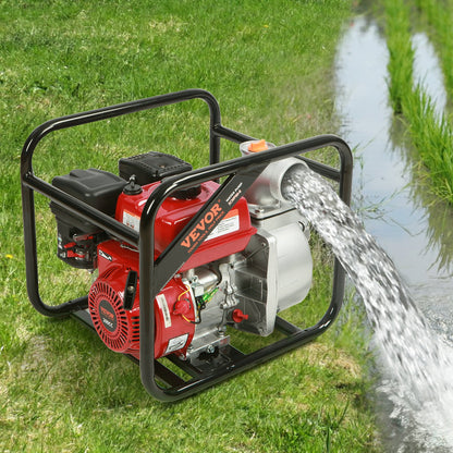 VEVOR Gasoline Engine Water Pump, 80 mm, 7HP 265 GPM, 43 m Lift, 7 m Suction, 4-Stroke Gas Powered Trash Water Transfer Pump Portable High Pressure with 25ft Hose for Irrigation Pool, EPA Certified