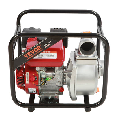 VEVOR Gasoline Engine Water Pump, 80 mm, 7HP 265 GPM, 43 m Lift, 7 m Suction, 4-Stroke Gas Powered Trash Water Transfer Pump Portable High Pressure with 25ft Hose for Irrigation Pool, EPA Certified