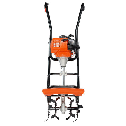 VEVOR Tiller Cultivator Gas Powered, 38CC 4-Stroke Garden Cultivator, Tiller with 4 Steel Adjustable Front Tines for Lawn, Garden and Field Soil Cultivation