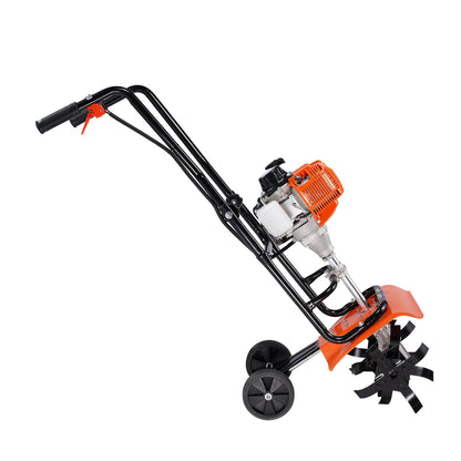VEVOR Tiller Cultivator Gas Powered, 38CC 4-Stroke Garden Cultivator, Tiller with 4 Steel Adjustable Front Tines for Lawn, Garden and Field Soil Cultivation
